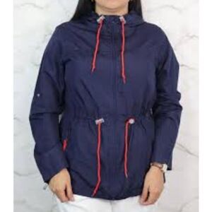 Weather Tamer Parka In A Pocket Blue Jacket Rain Coat Women’s Size S (4-6)